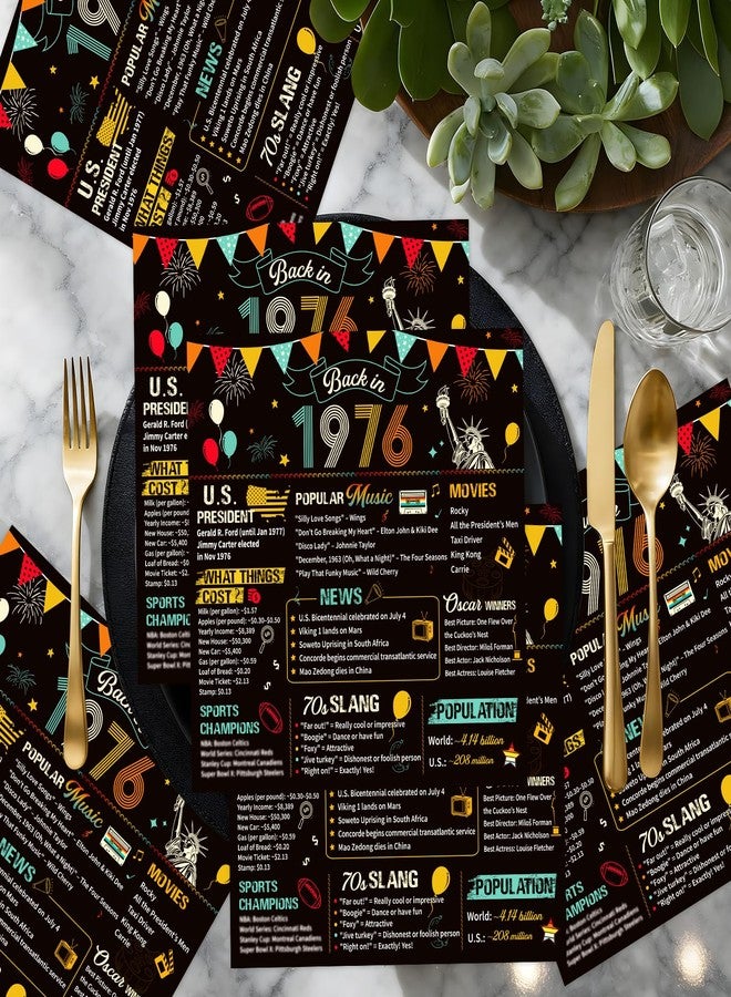 refavor Vintage 50th Birthday Napkins, 50PCS Back in 1976 Birthday Party Decorations Supplies for Men Women, Colorful Cheers to 50 Years Disposable Napkin - Image 5